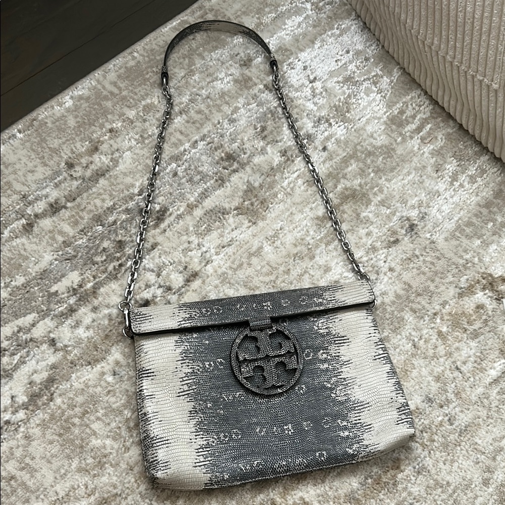 tory burch unique snakeskin ombré handbag with chain strap